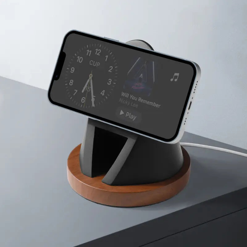 Support téléphone Tipi aspect bois — MagSafe & Android