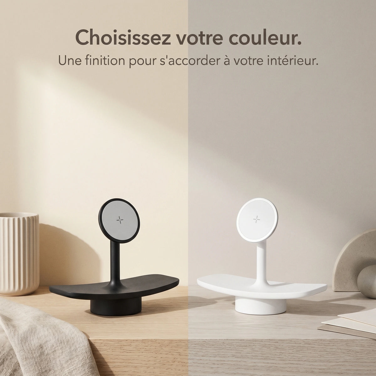 Chargeur sans fil Plateau Noir — station MagSafe design