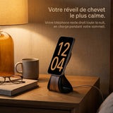 Support téléphone Silhouette aspect bois — MagSafe & Android