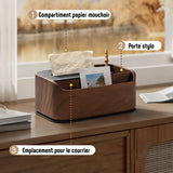 Boîte à mouchoirs en bois design avec compartiments