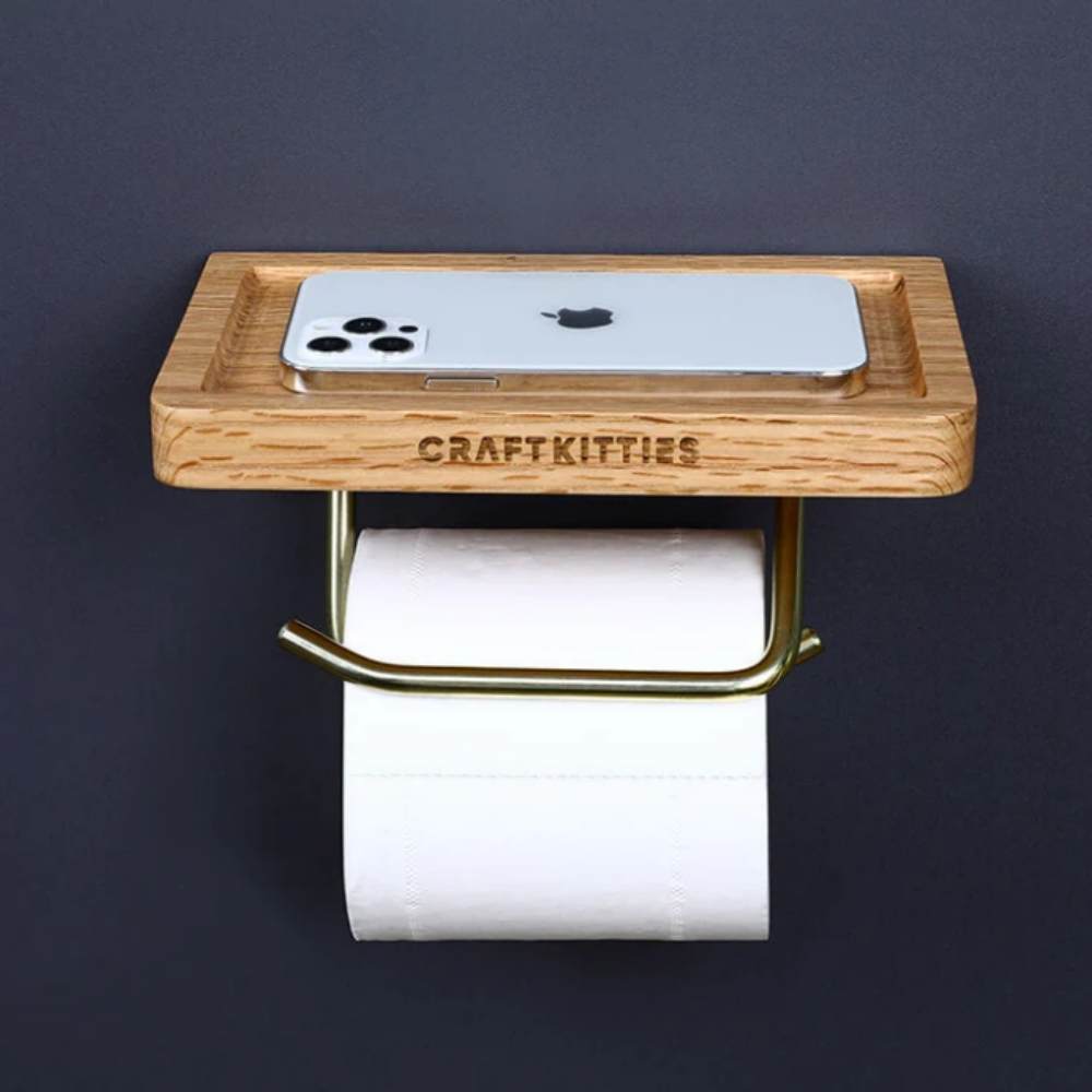 Dérouleur papier toilette bois massif chêne rouge — FANGO