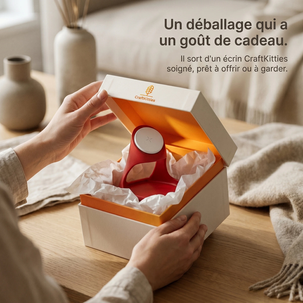 Chargeur sans fil Vaisseau Rouge — station de charge design