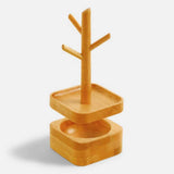 Arbre à bijoux en bois chêne rouge – Avec compartiment & gravure