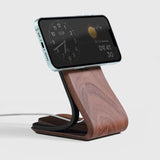 Support téléphone Classique aspect bois — MagSafe & Android