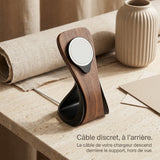 Support téléphone Silhouette aspect bois — MagSafe & Android