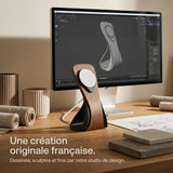 Support téléphone Silhouette aspect bois — MagSafe & Android