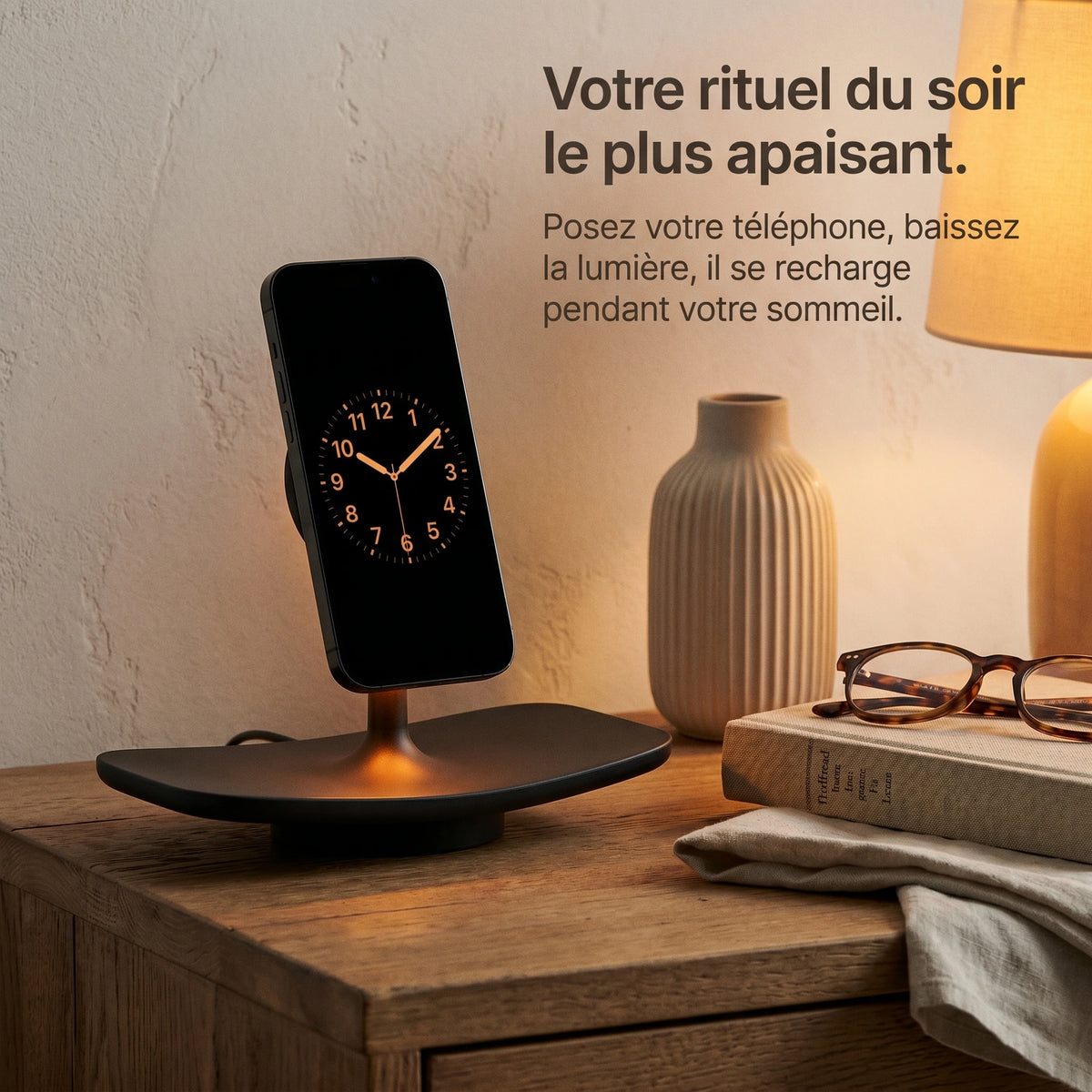 Chargeur sans fil Plateau Noir — station MagSafe design
