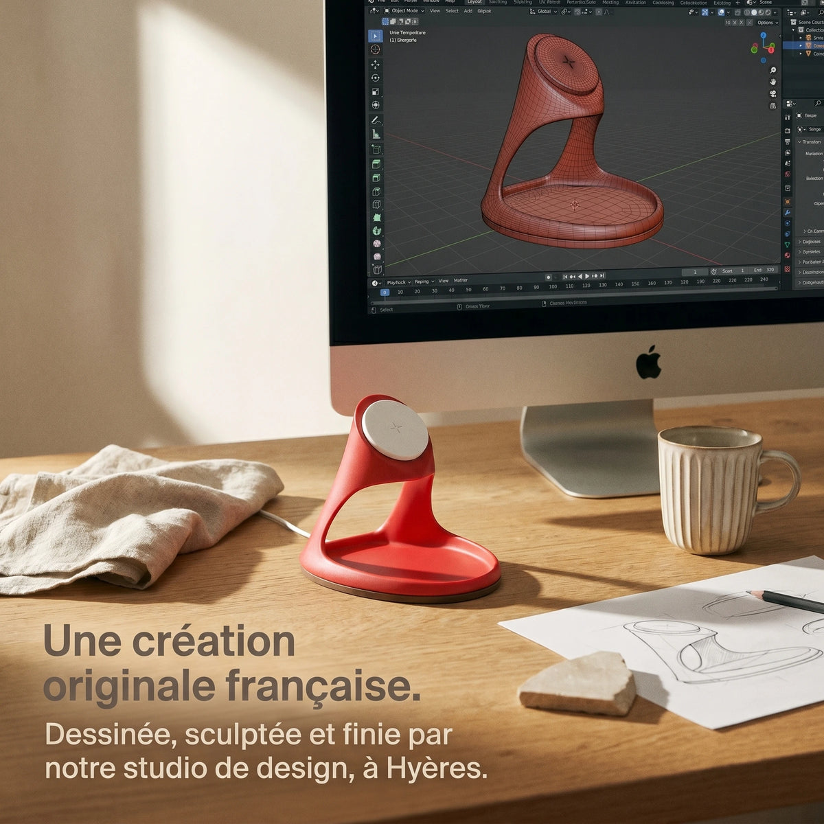Chargeur sans fil Vaisseau Rouge — station de charge design