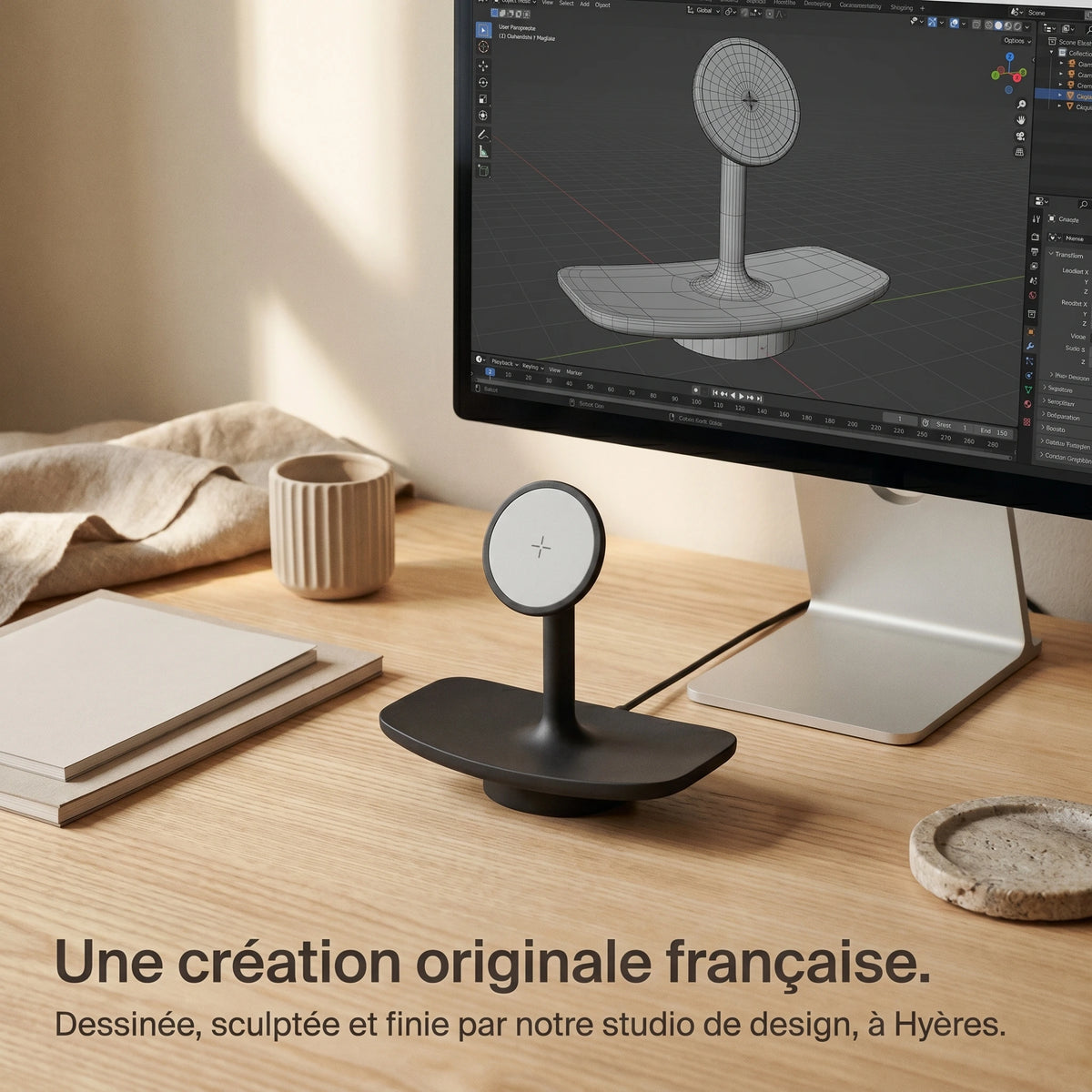 Chargeur sans fil Plateau Noir — station MagSafe design