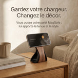 Support téléphone Silhouette aspect bois — MagSafe & Android
