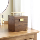 Boîte à bijoux en bois de noyer avec miroir