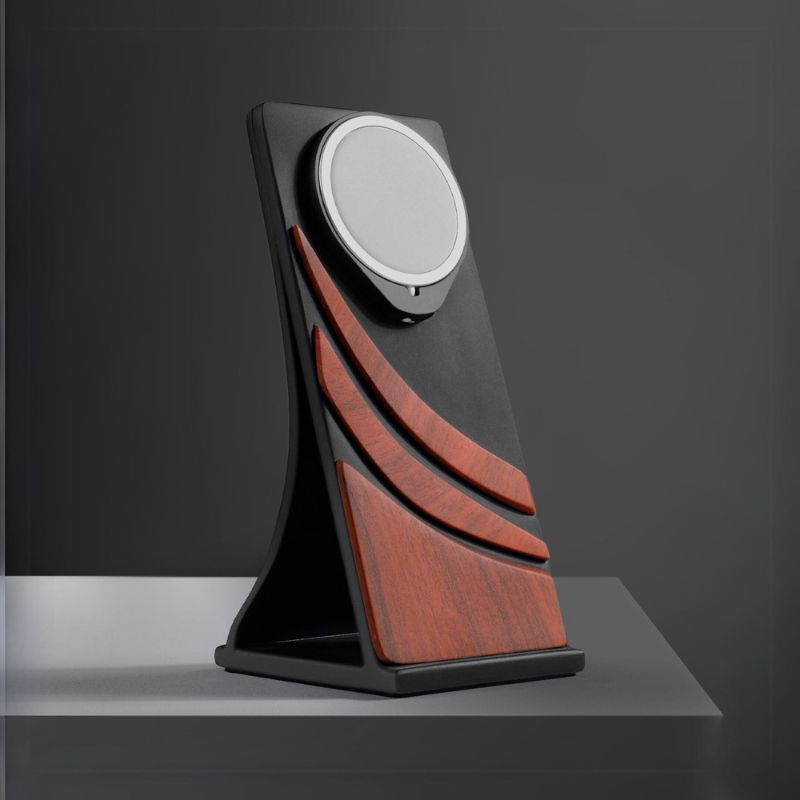 Support MagSafe RedWood finition bois bureau iPhone