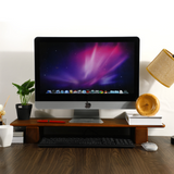 Support écran double bois noyer — 75 cm bureau