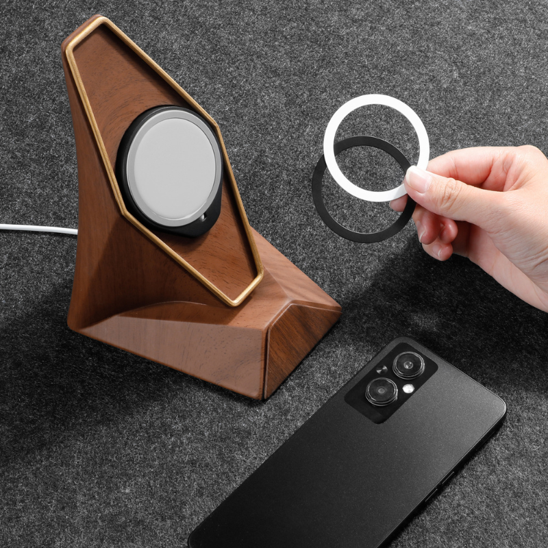 Support chargeur MagSafe Hexagon — aspect bois