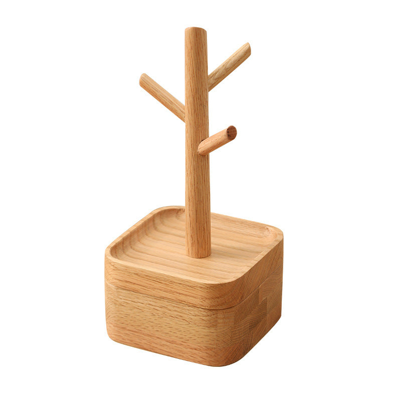 Vide-poche bois massif double étage — organiseur bureau
