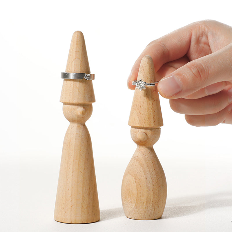Porte-bague en bois de hêtre artisanal — lot de 2