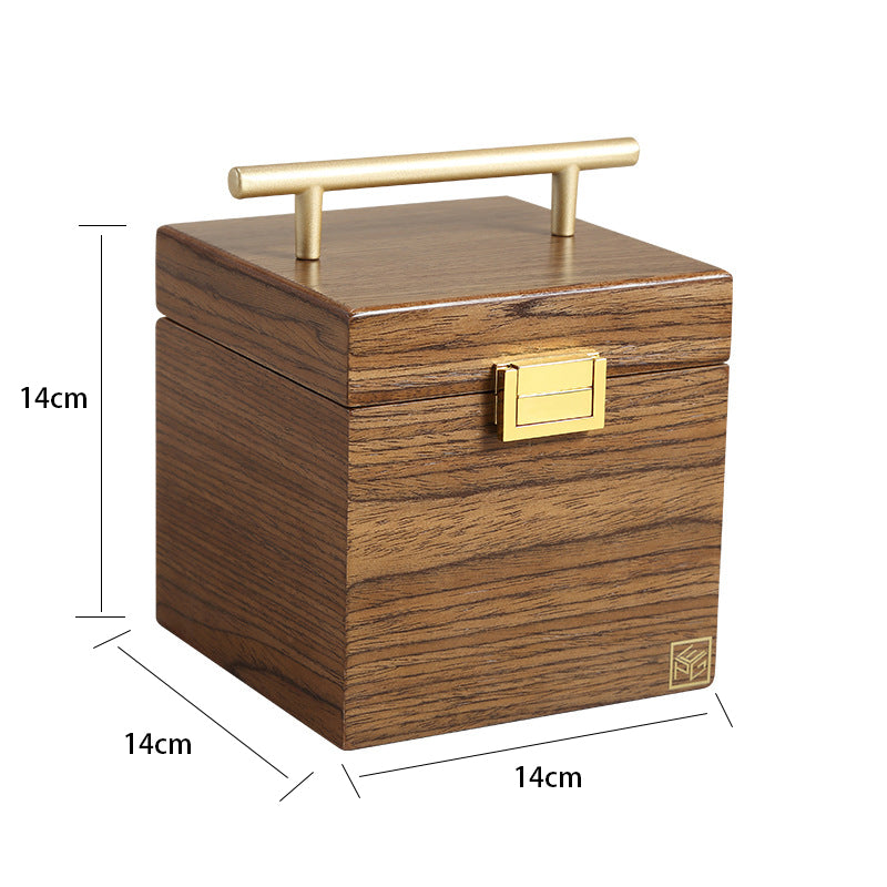 Boîte à bijoux en bois de noyer avec miroir