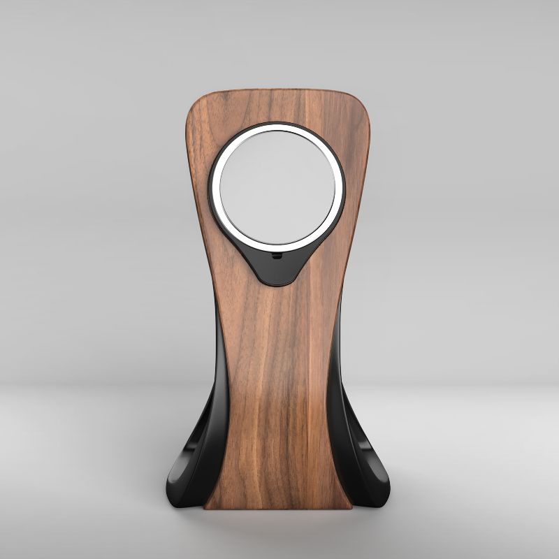 Support MagSafe WaveCraft — chargeur iPhone bois bureau