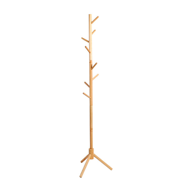 Portemanteau sur pied en bois de hêtre — hauteur réglable