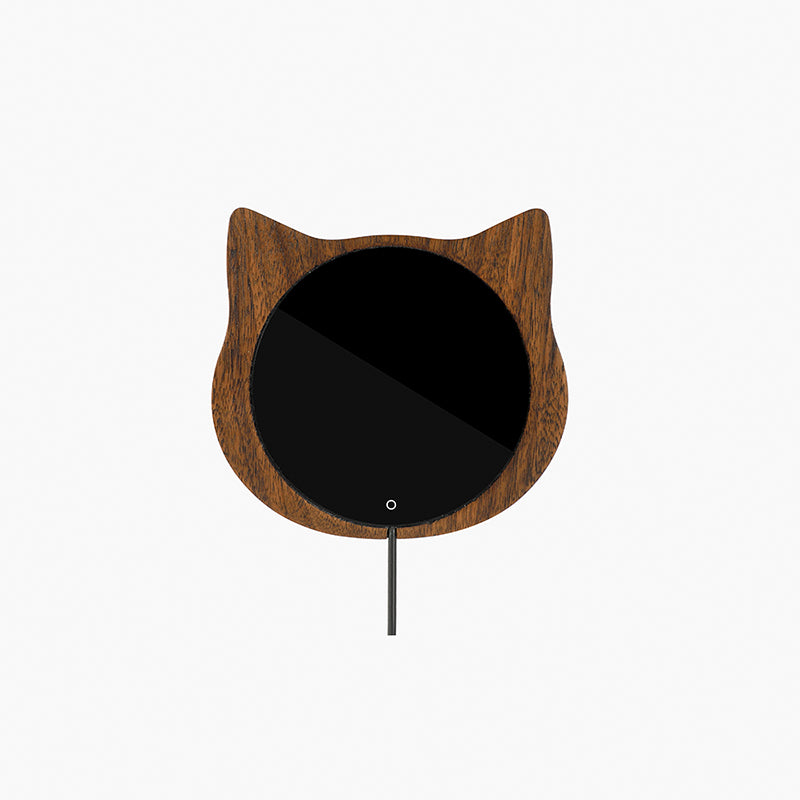 Chauffe-tasse USB en noyer massif — motif chat