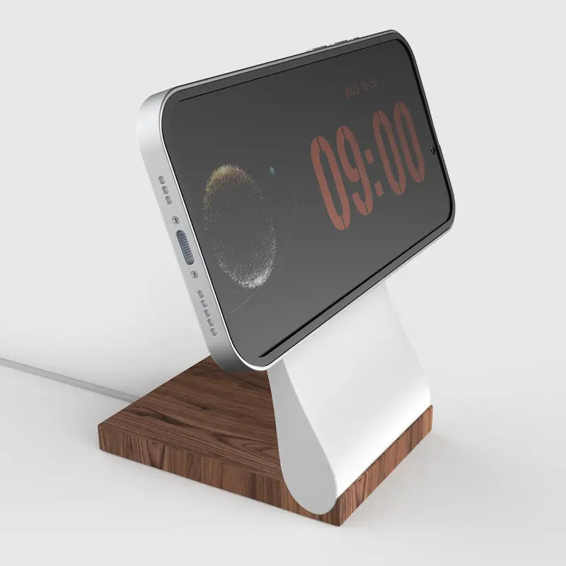 Support MagSafe SleekPeak — chargeur iPhone fin bureau bois