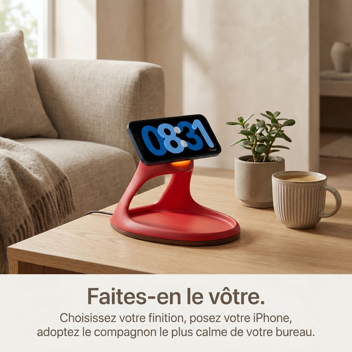 Chargeur sans fil Vaisseau Rouge — station de charge design