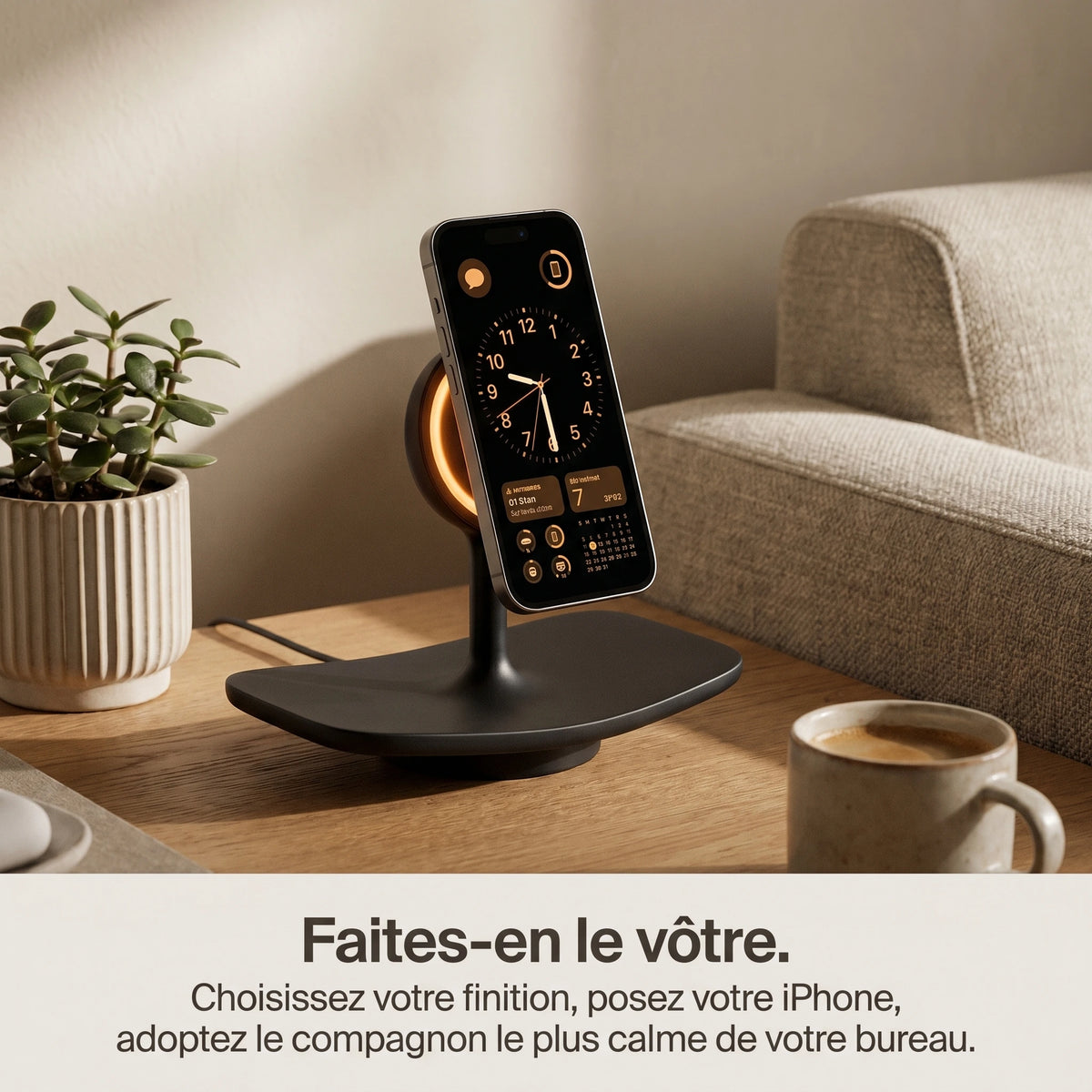 Chargeur sans fil Plateau Noir — station MagSafe design