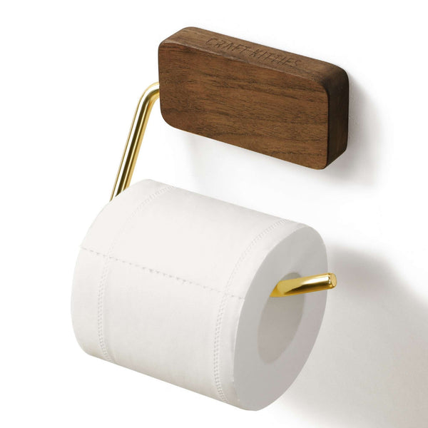 Dérouleur papier toilette mural en bois massif de noyer