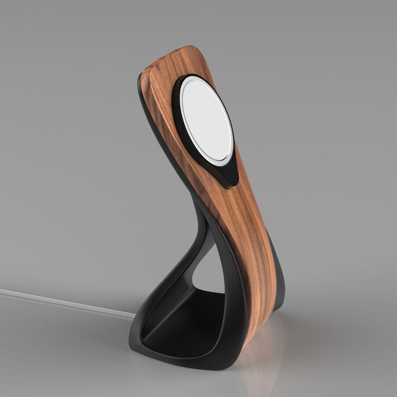 Support MagSafe WaveCraft — chargeur iPhone bois bureau