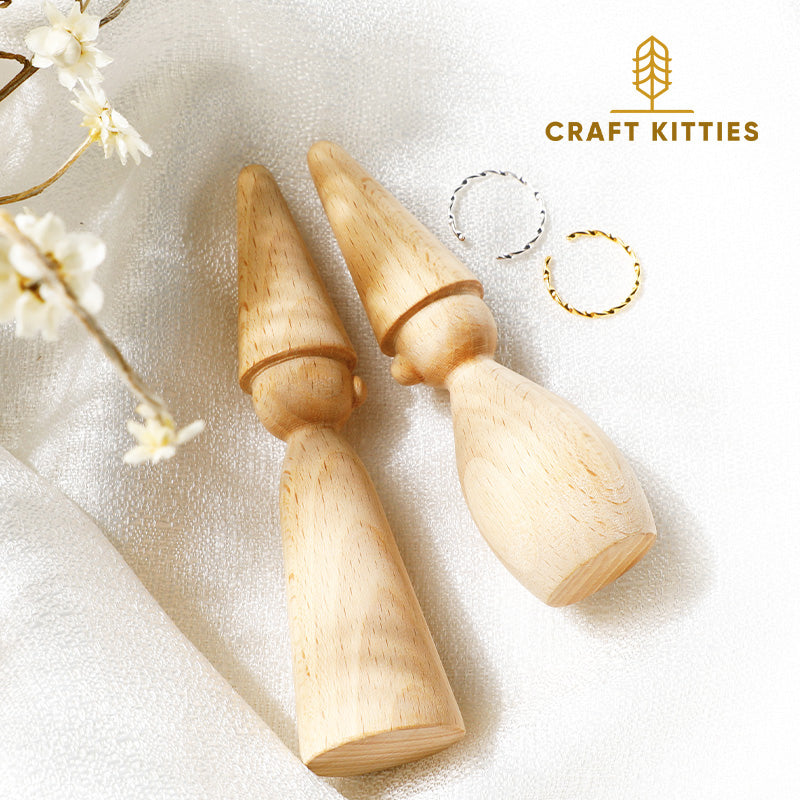 Porte-bague en bois de hêtre artisanal — lot de 2