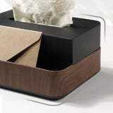 Boîte à mouchoirs bois double rectangle avec rangement