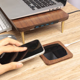 Chargeur sans fil en noyer massif — finition miroir