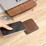Chargeur sans fil en noyer — Petit modèle compact 10 cm