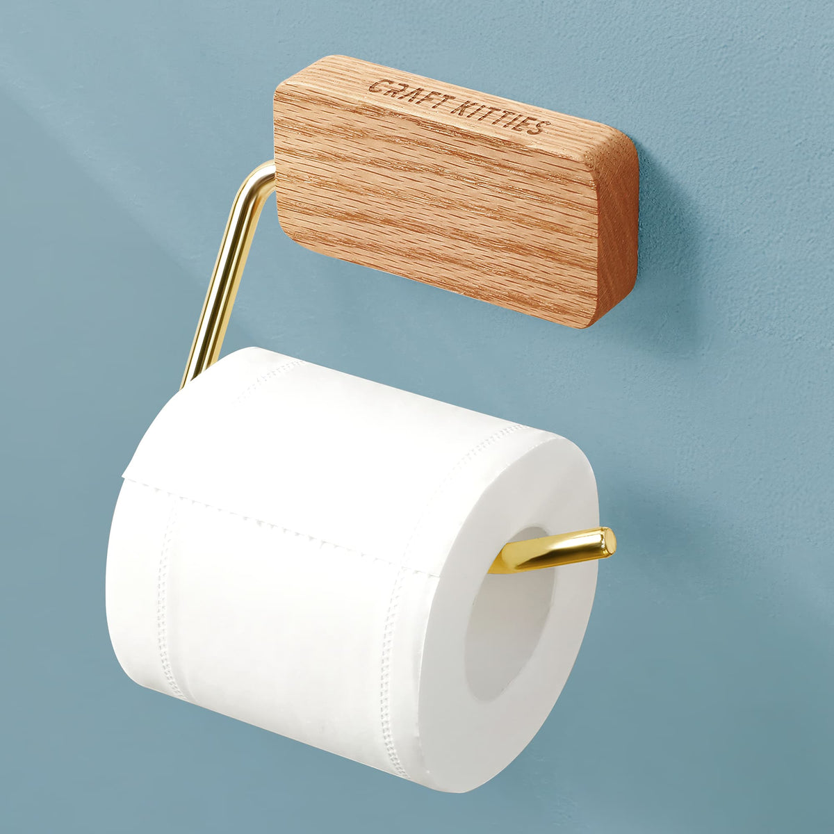 Dérouleur papier toilette mural en bois massif de chêne rouge