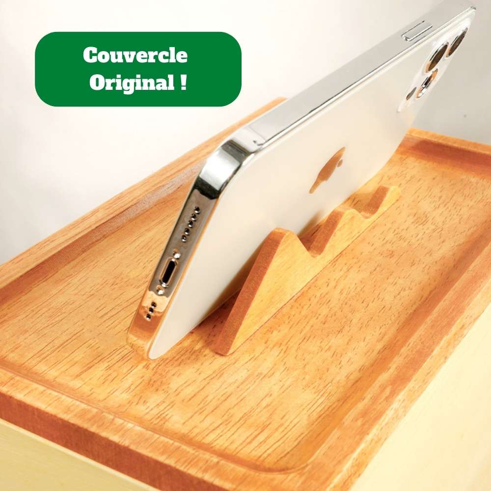Boîte à mouchoirs renversée en bois massif – Gravure offerte