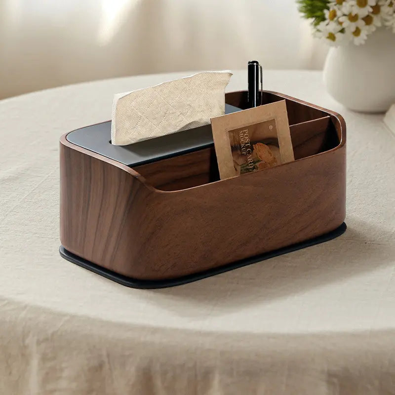 Boîte à mouchoirs en bois design avec compartiments