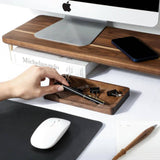 Plateau de rangement en noyer noir — organisateur bureau compact