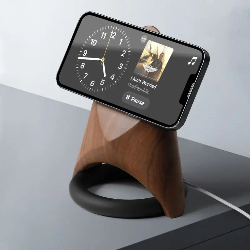 Support MagSafe Rocket — chargeur iPhone bureau bois