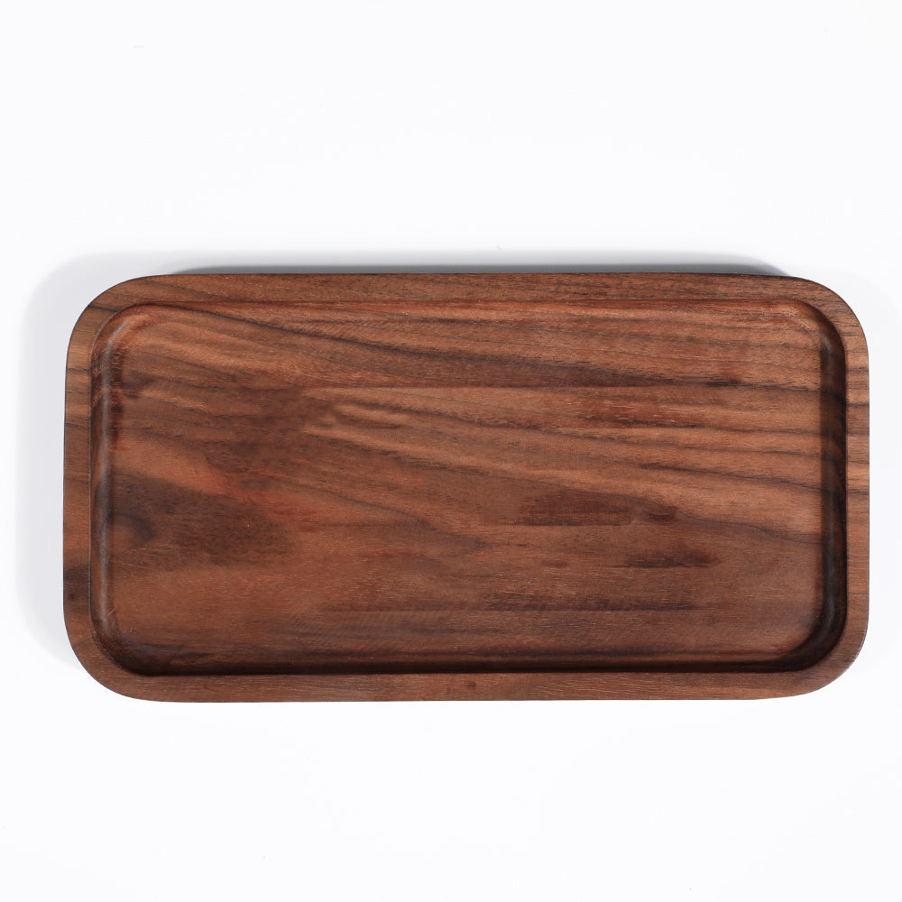 Vide-poche en noyer massif — plateau rectangulaire entrée et bureau