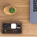 Plateau de rangement en noyer noir — organisateur bureau compact