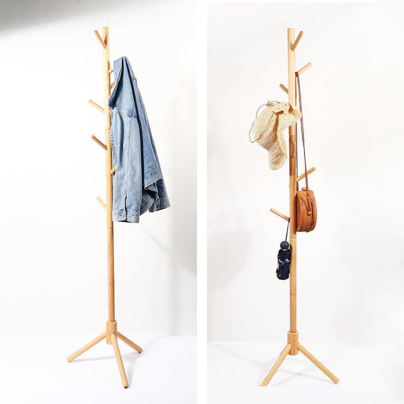 Portemanteau sur pied en bois de hêtre — hauteur réglable
