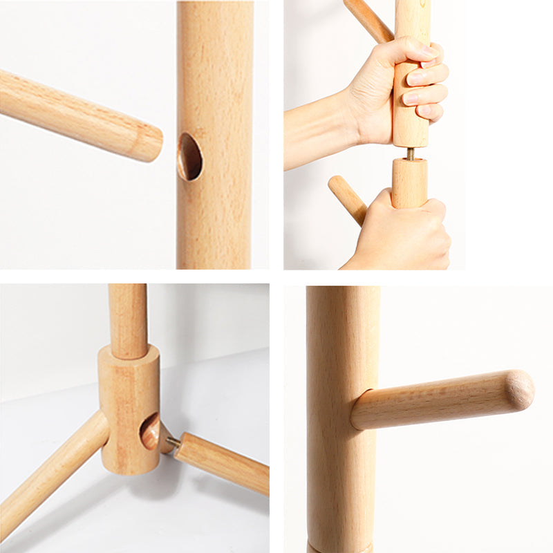 Portemanteau sur pied en bois de hêtre — hauteur réglable