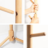 Portemanteau sur pied en bois de hêtre — hauteur réglable