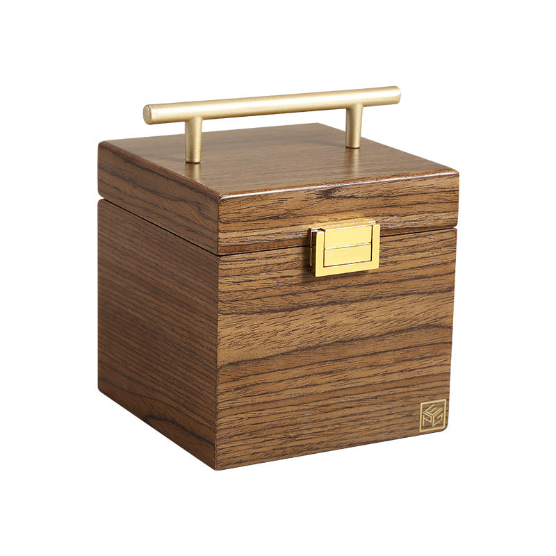 Boîte à bijoux en bois de noyer avec miroir