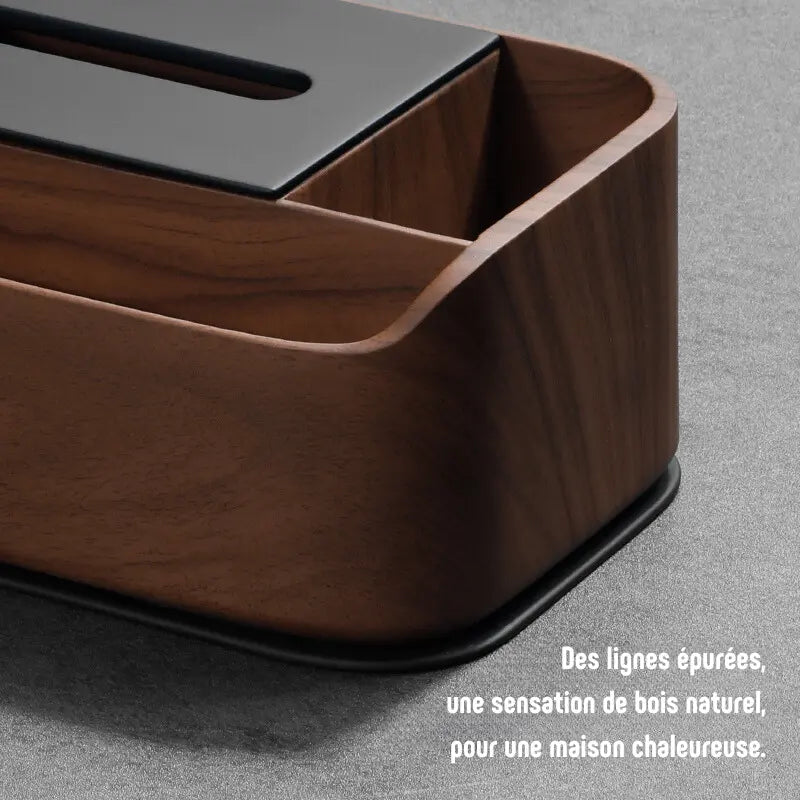 Boîte à mouchoirs en bois design avec compartiments