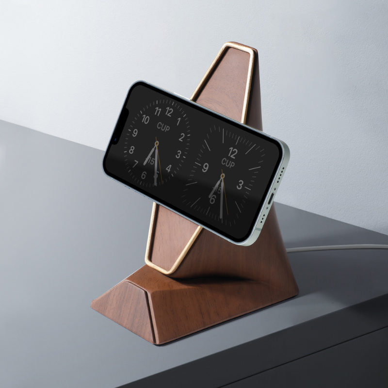 Support chargeur MagSafe Hexagon — aspect bois