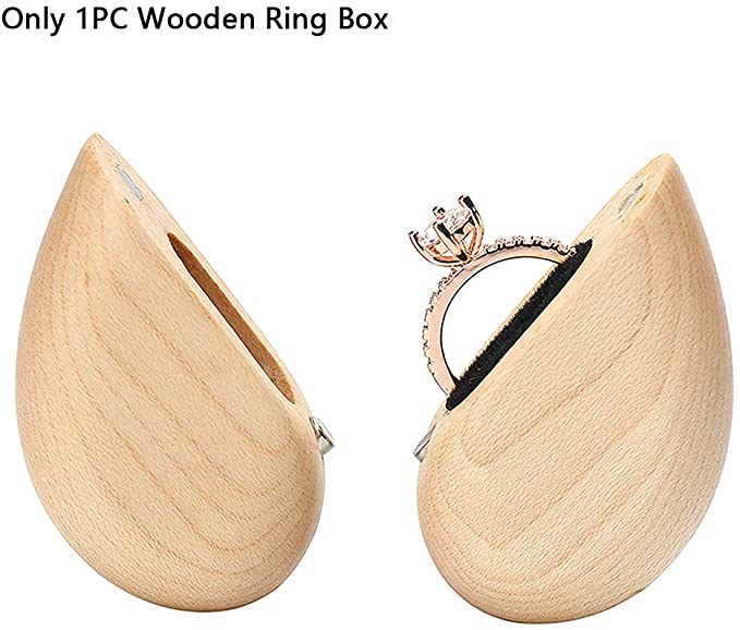 Boîte à bague en forme de cœur en bois de hêtre