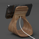 Support MagSafe HaloDock finition bois bureau