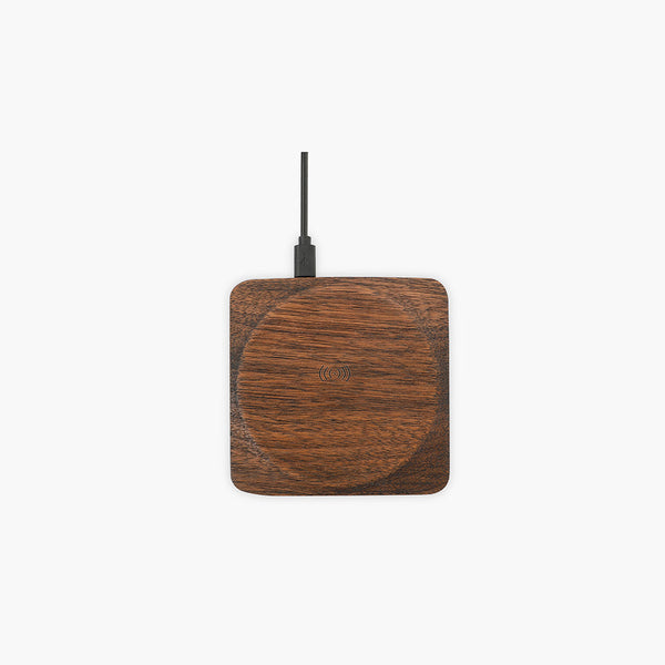 Chargeur sans fil en noyer — Petit modèle compact 10 cm