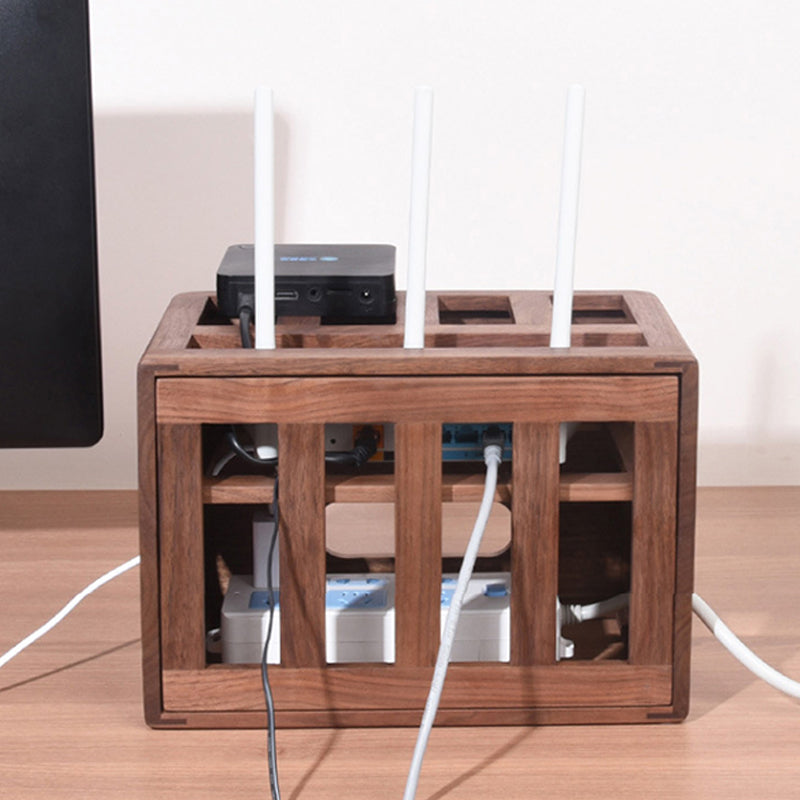 Boîte cache-câble routeur WiFi en bois naturel — déco salon